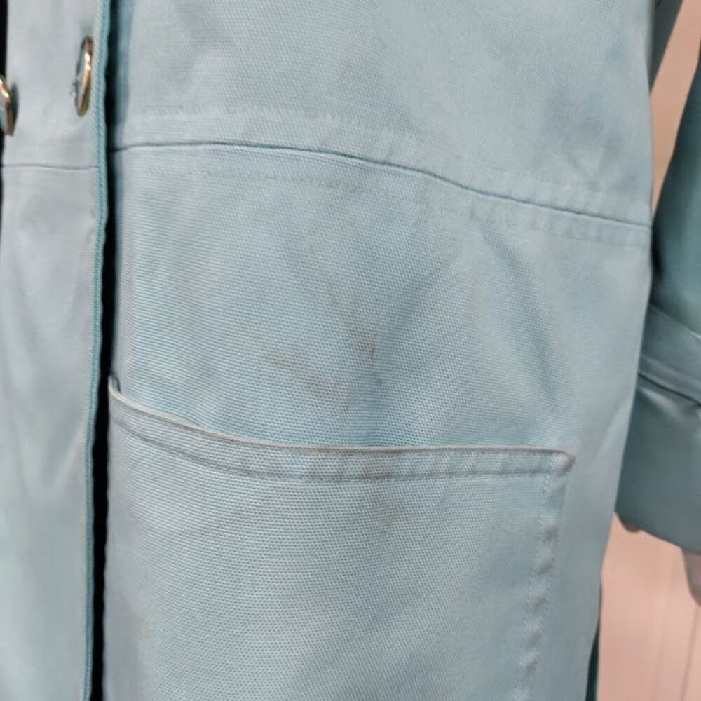 Long Sleeve Double Breasted Longline Trench Coat Light Blue Women's Size M - Picture 5 of 11